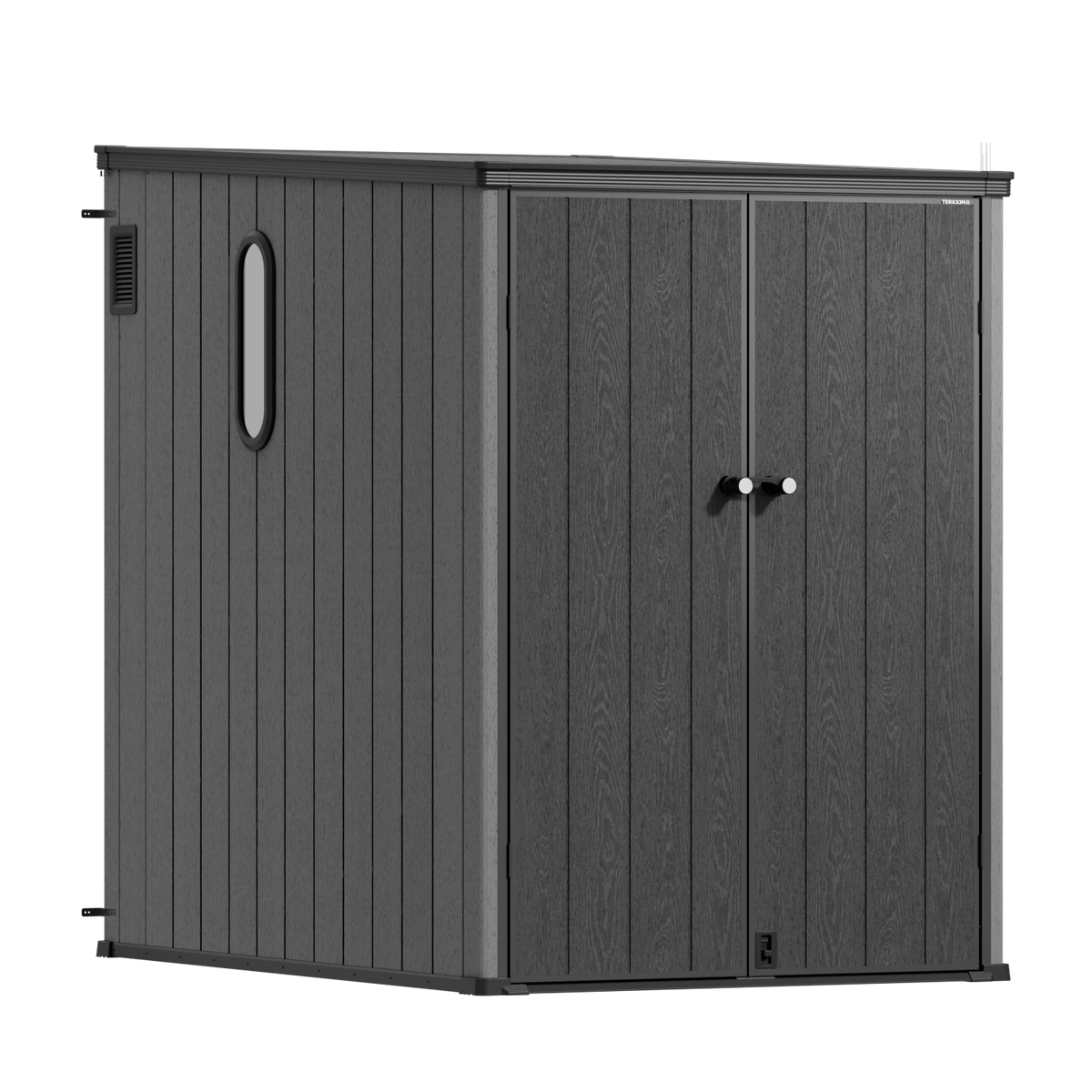 TERKKIN RIDGENOR Vertical 5 x 7 ft Tall Storage Shed Standard Graphite Grey