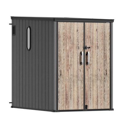 TERKKIN RIDGENOR Vertical 5 x 7 ft Tall Storage Shed Pro Ashwood Brown 3D