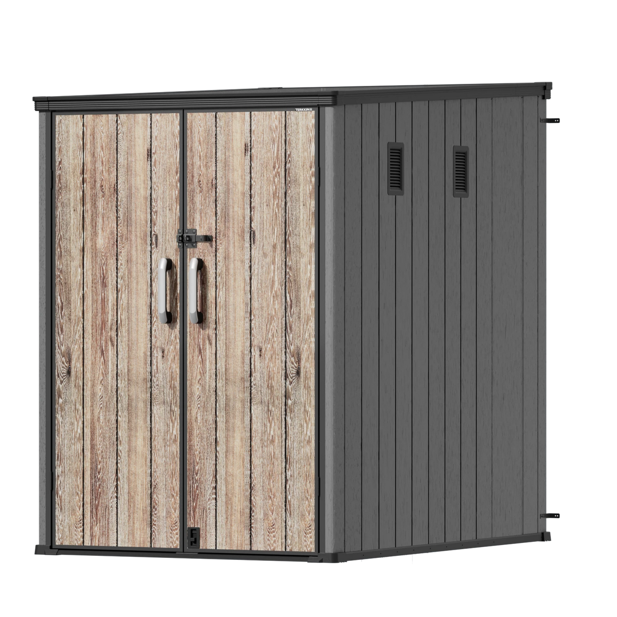 TERKKIN RIDGENOR Vertical 5 x 7 ft Tall Storage Shed Pro Ashwood Brown 3D