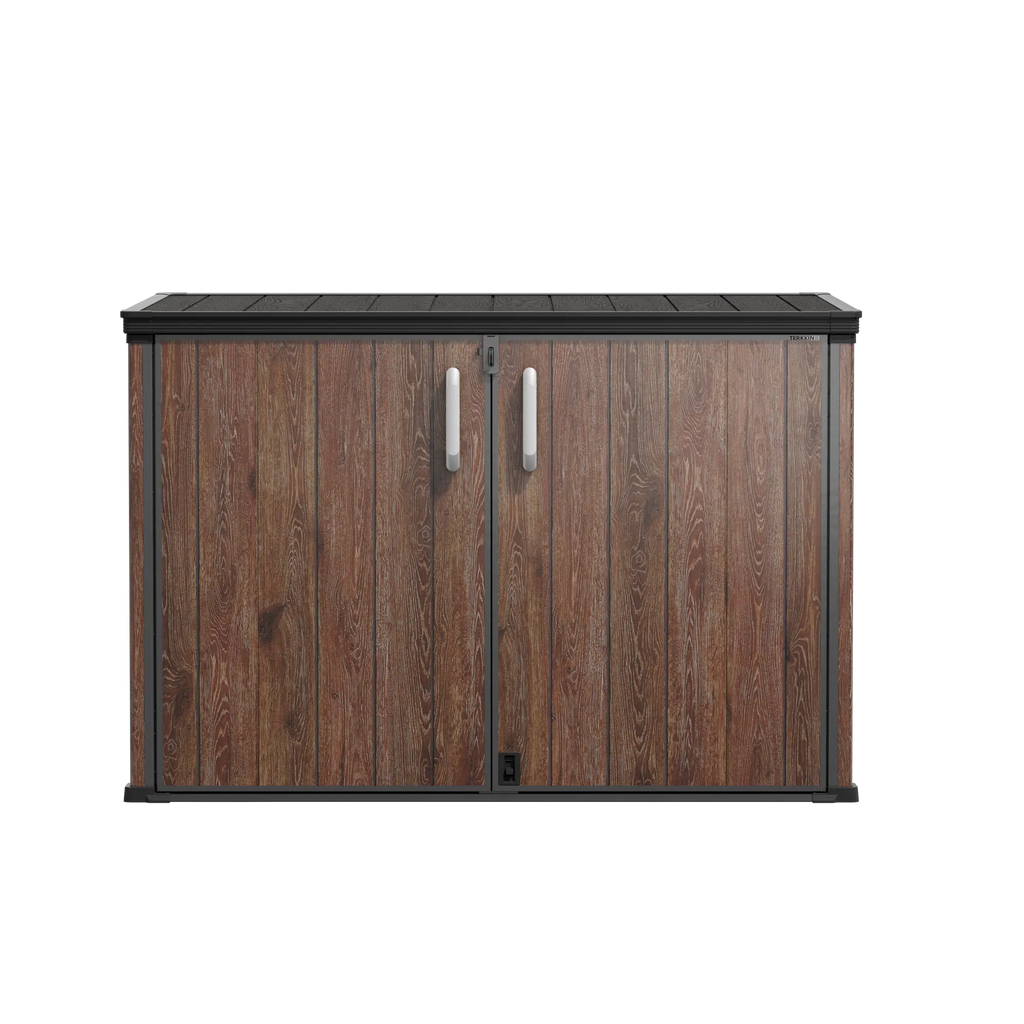 TERKKIN Horizontal 2300L Storage Shed Ultra Dark Walnut 3D