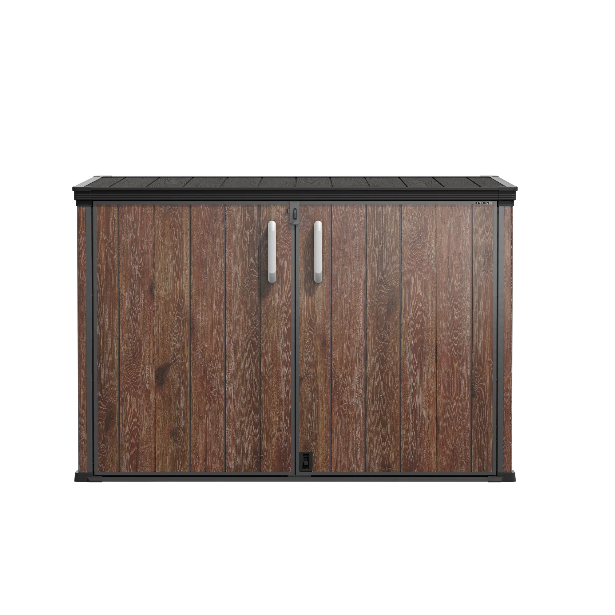 TERKKIN Horizontal 2300L Storage Shed Ultra Dark Walnut 3D
