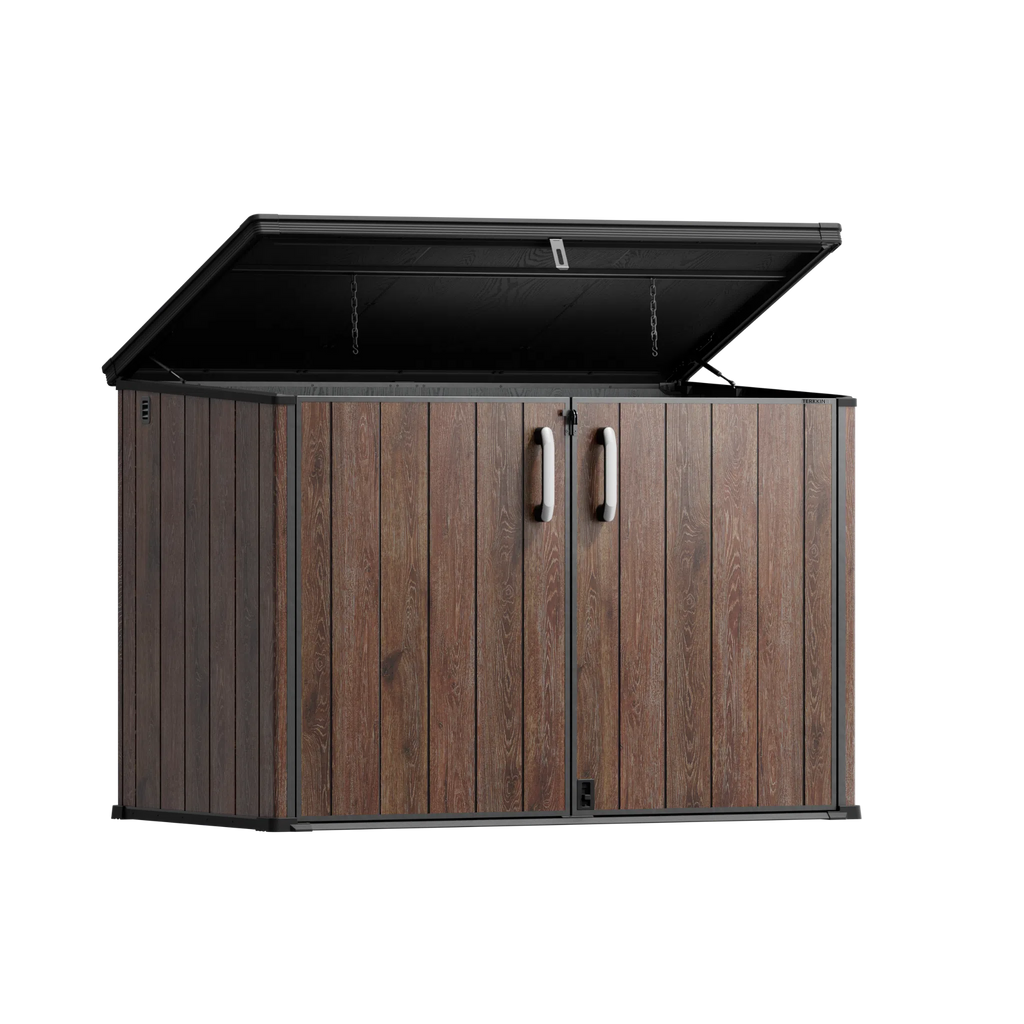 TERKKIN Horizontal 2300L Storage Shed Ultra Dark Walnut 3D