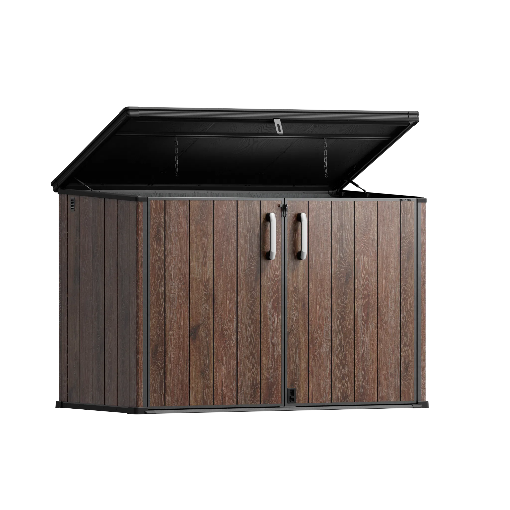 TERKKIN Horizontal 2300L Storage Shed Ultra Dark Walnut 3D