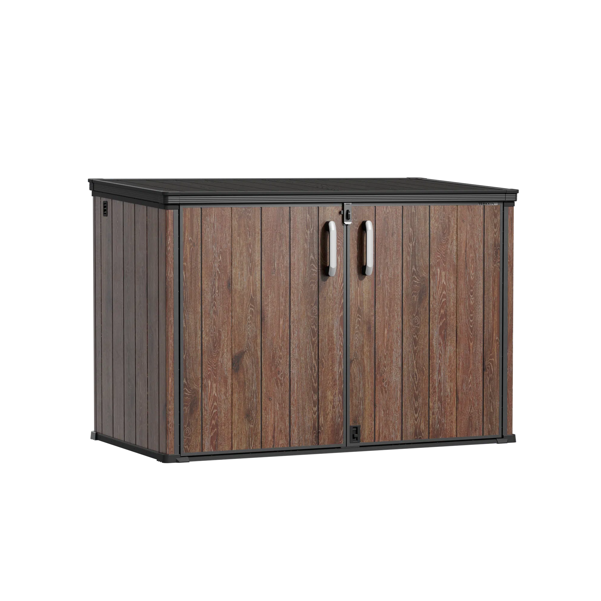 TERKKIN RIDGENOR Horizontal 6.3 x 3.6 ft Tall 2300L Storage Shed Ultra Dark Walnut 3D Main image