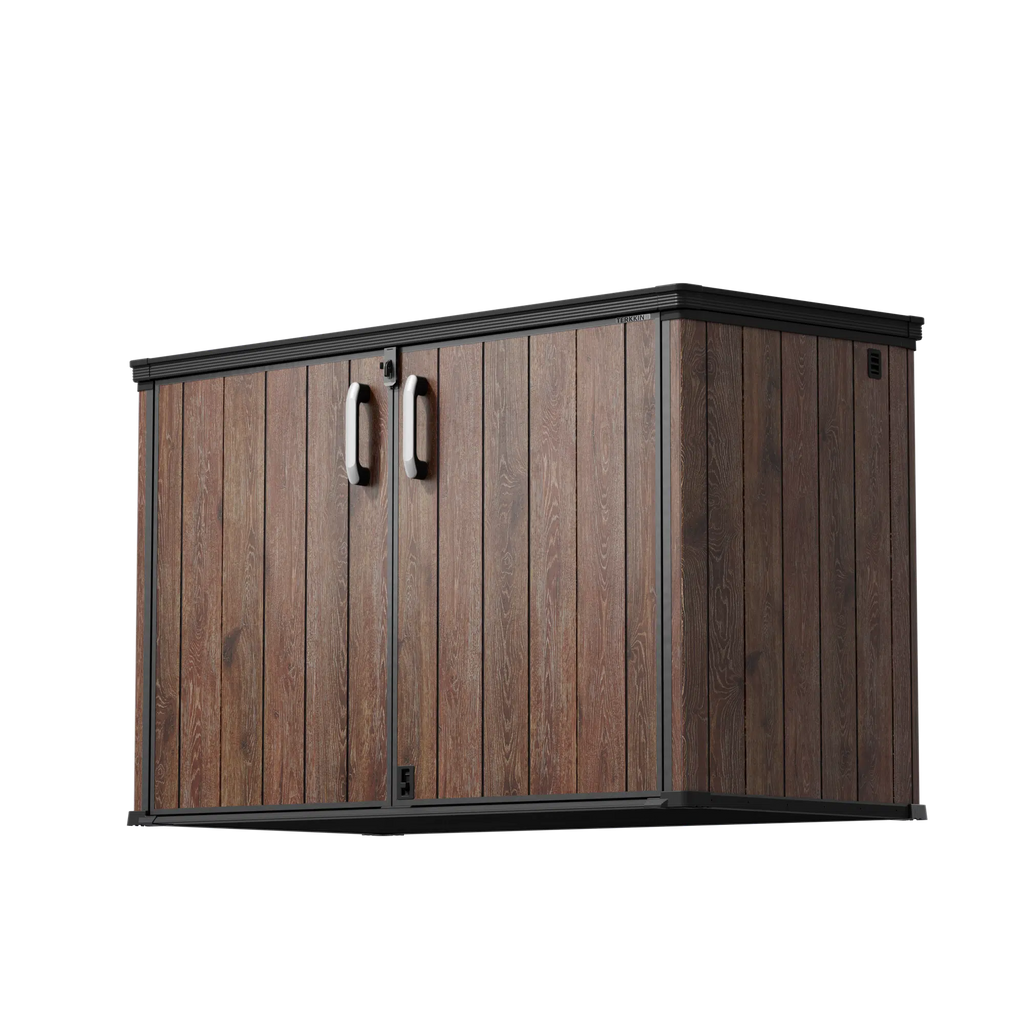 TERKKIN Horizontal 2300L Storage Shed Ultra Dark Walnut 3D