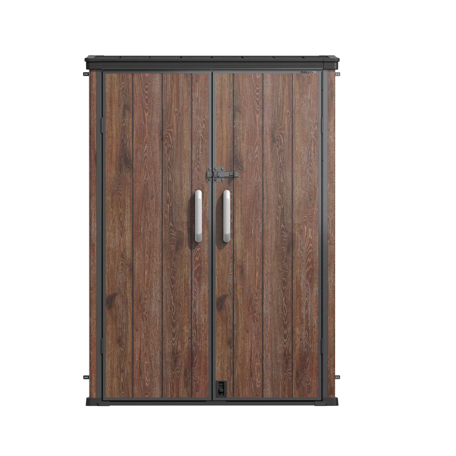 TERKKIN Vertical 1400L Storage Shed Ultra Dark Walnut 3D