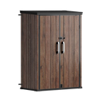 TERKKIN Vertical 1400L Storage Shed Ultra Dark Walnut 3D