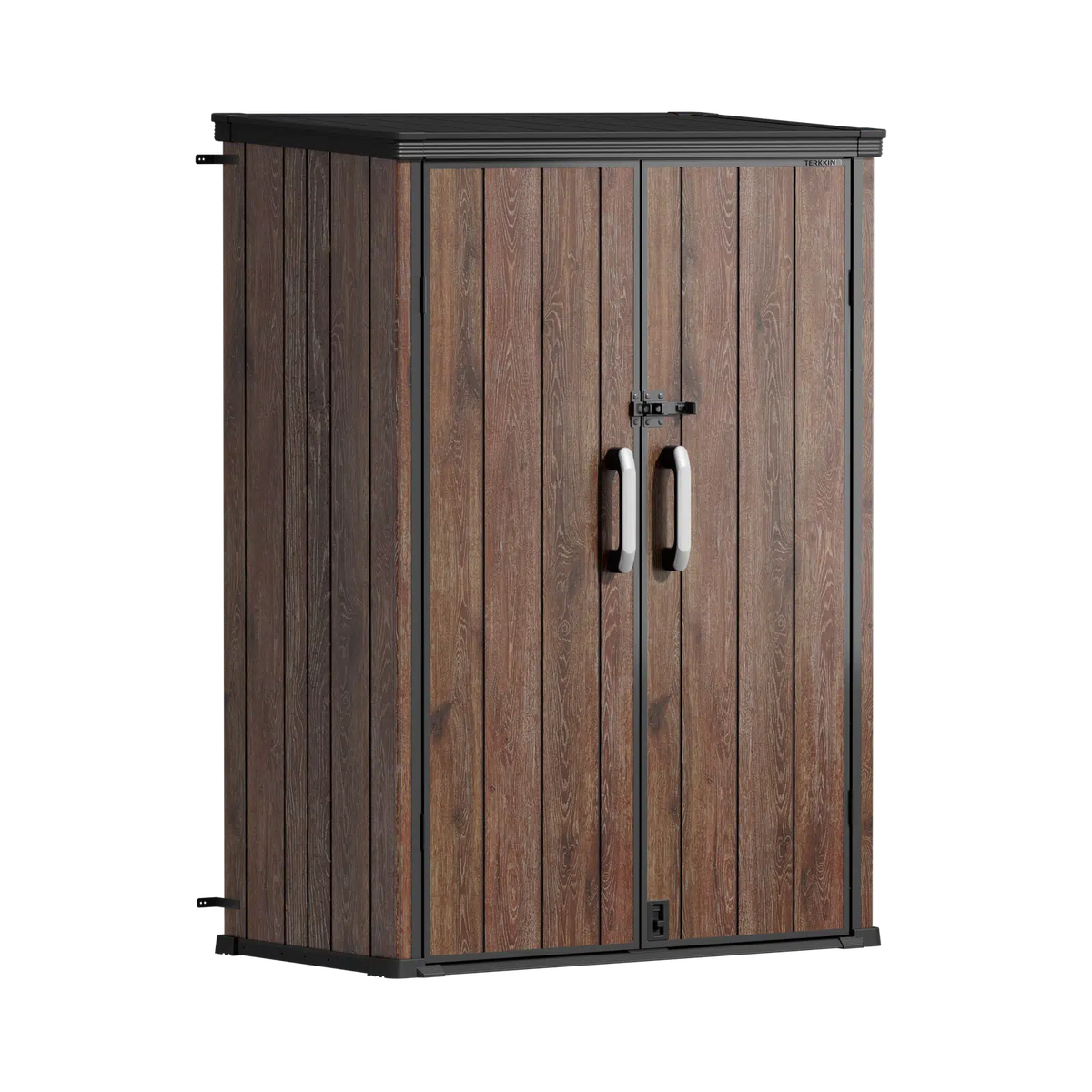 TERKKIN RIDGENOR Vertical 4.3 x 2.4 ft Tall 1400L Storage Shed Ultra Dark Walnut 3D Main image