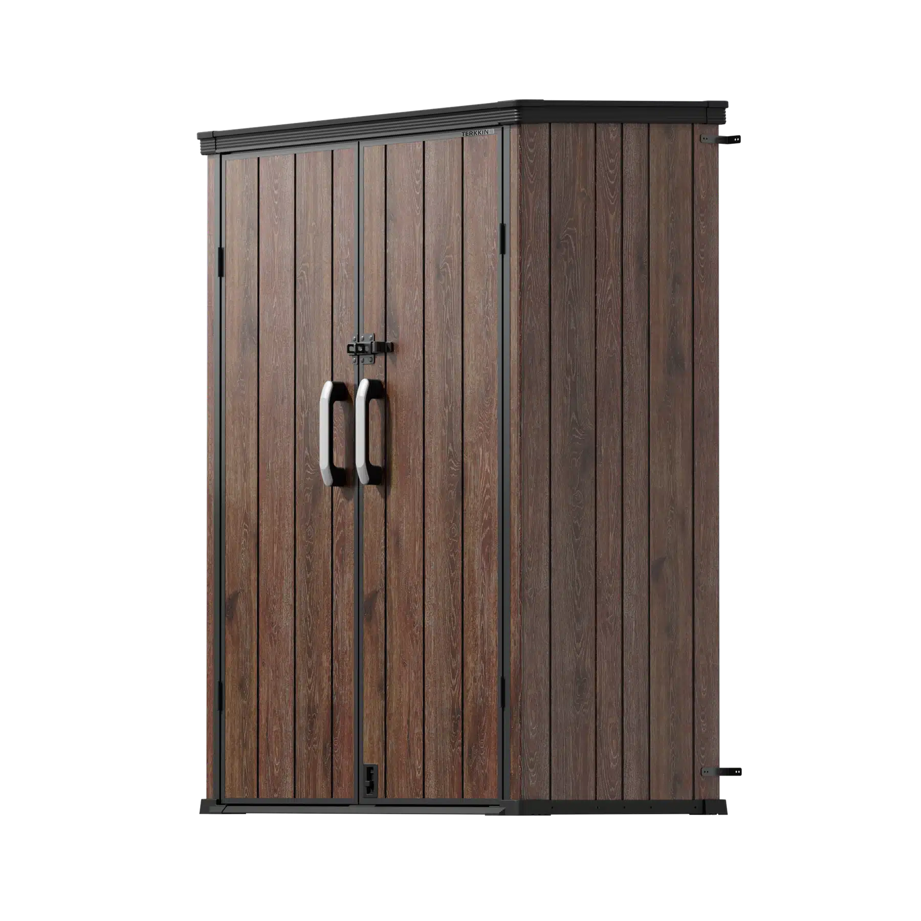 TERKKIN Vertical 1400L Storage Shed Ultra Dark Walnut 3D