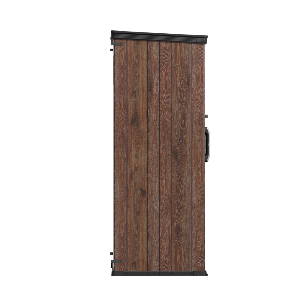 TERKKIN Vertical 1400L Storage Shed Ultra Dark Walnut 3D