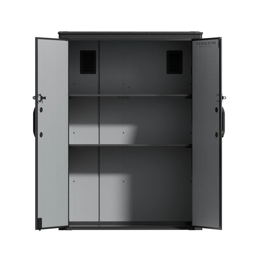TERKKIN Vertical 1400L Storage Shed Ultra Dark Walnut 3D