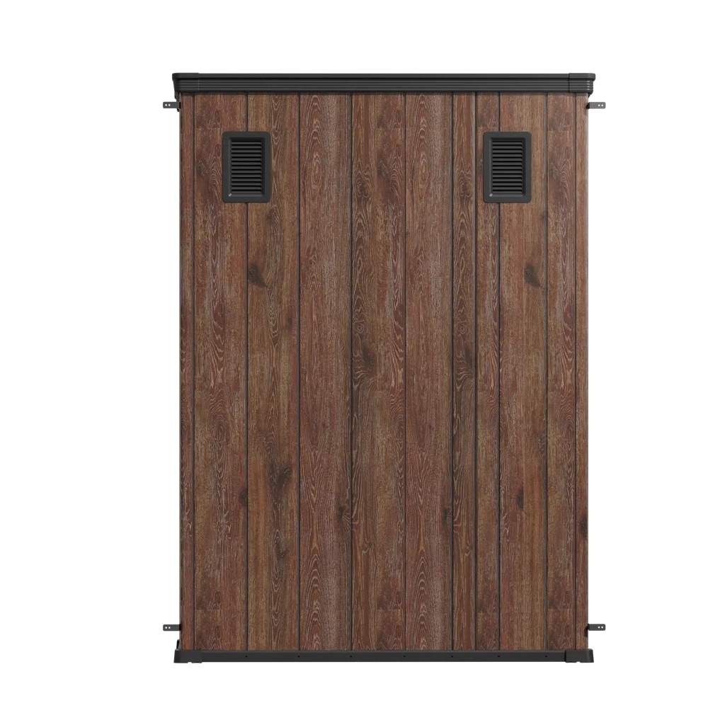 TERKKIN Vertical 1400L Storage Shed Ultra Dark Walnut 3D
