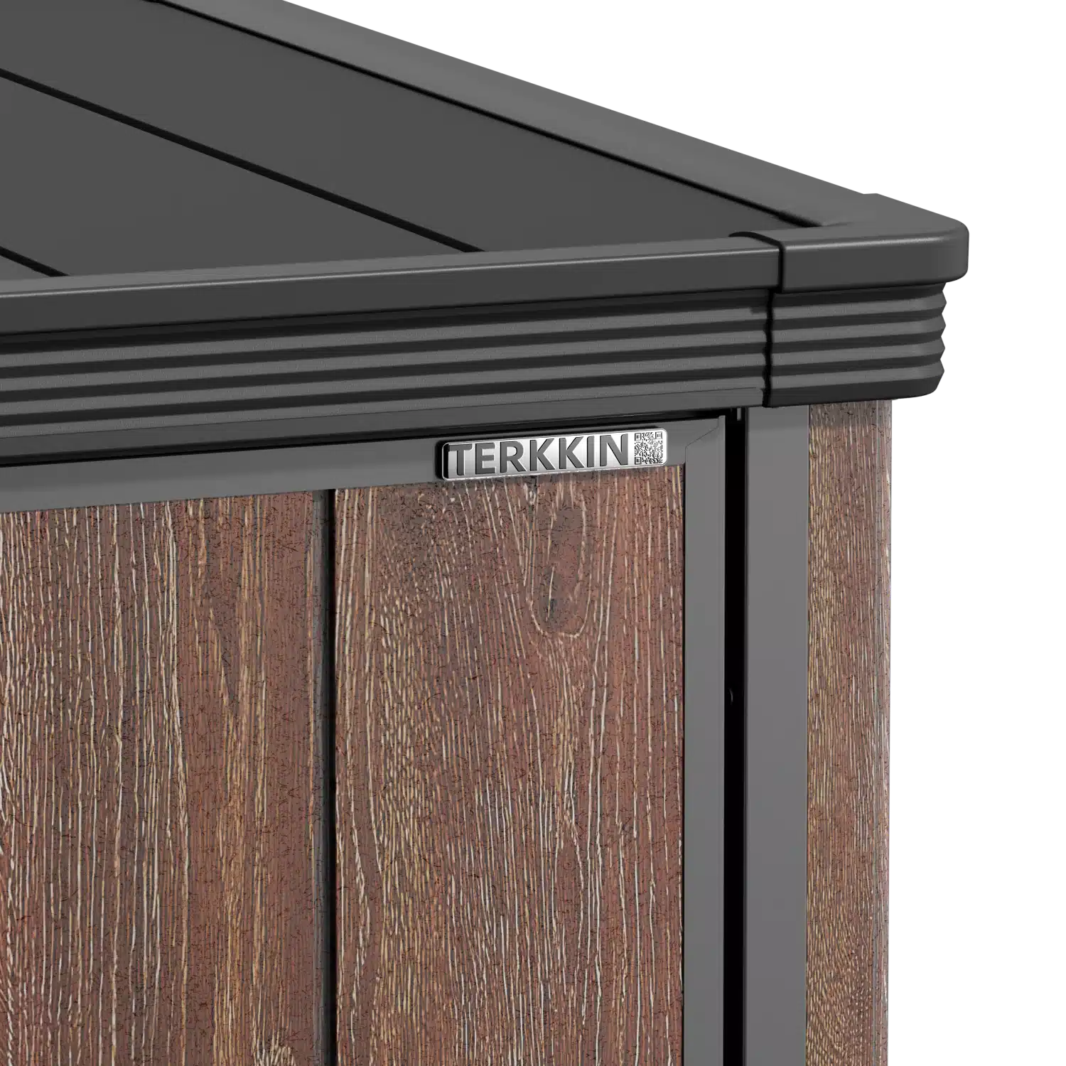 TERKKIN Vertical 1400L Storage Shed Ultra Dark Walnut 3D
