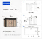 TERKKIN RIDGELON 10 x 7 ft Pent Roof Outdoor Storage Shed Pro Ashwood Brown 3D