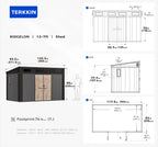 TERKKIN RIDGELON 12 x 7 ft Pent Roof Outdoor Storage Shed Standard Graphite Grey