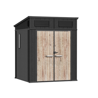 TERKKIN RIDGELON 6 x 6 ft Pent Roof Outdoor Storage Shed Standard Graphite Grey