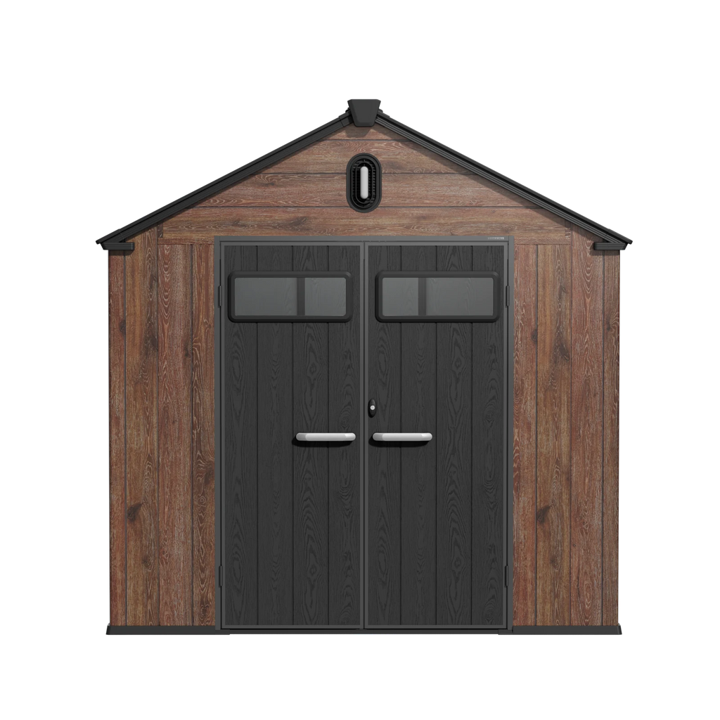 TERKKIN Gable 8x10 Storage Shed Pro Dark Walnut 3D