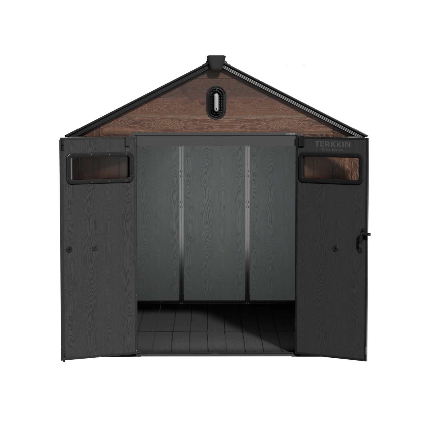 TERKKIN Gable 8x10 Storage Shed Pro Dark Walnut 3D