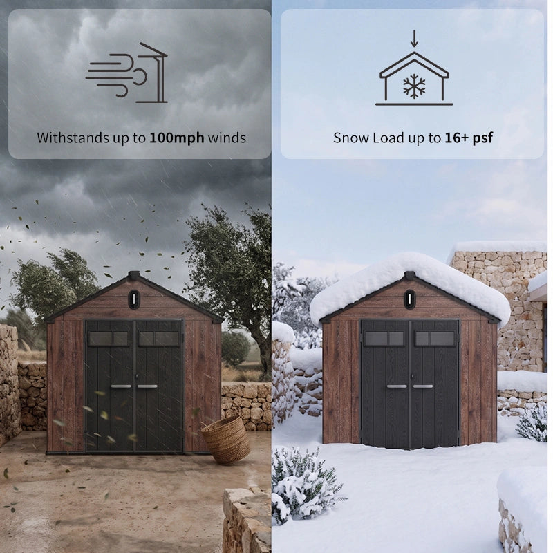 TERKKIN Gable 8x10 Storage Shed Pro Dark Walnut 3D