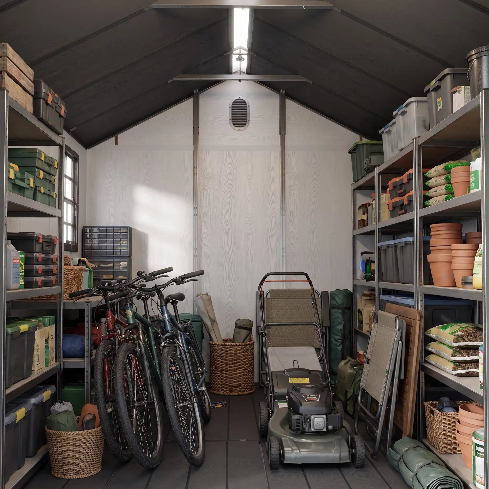 TERKKIN Gable 8x10 Storage Shed Pro Dark Walnut 3D