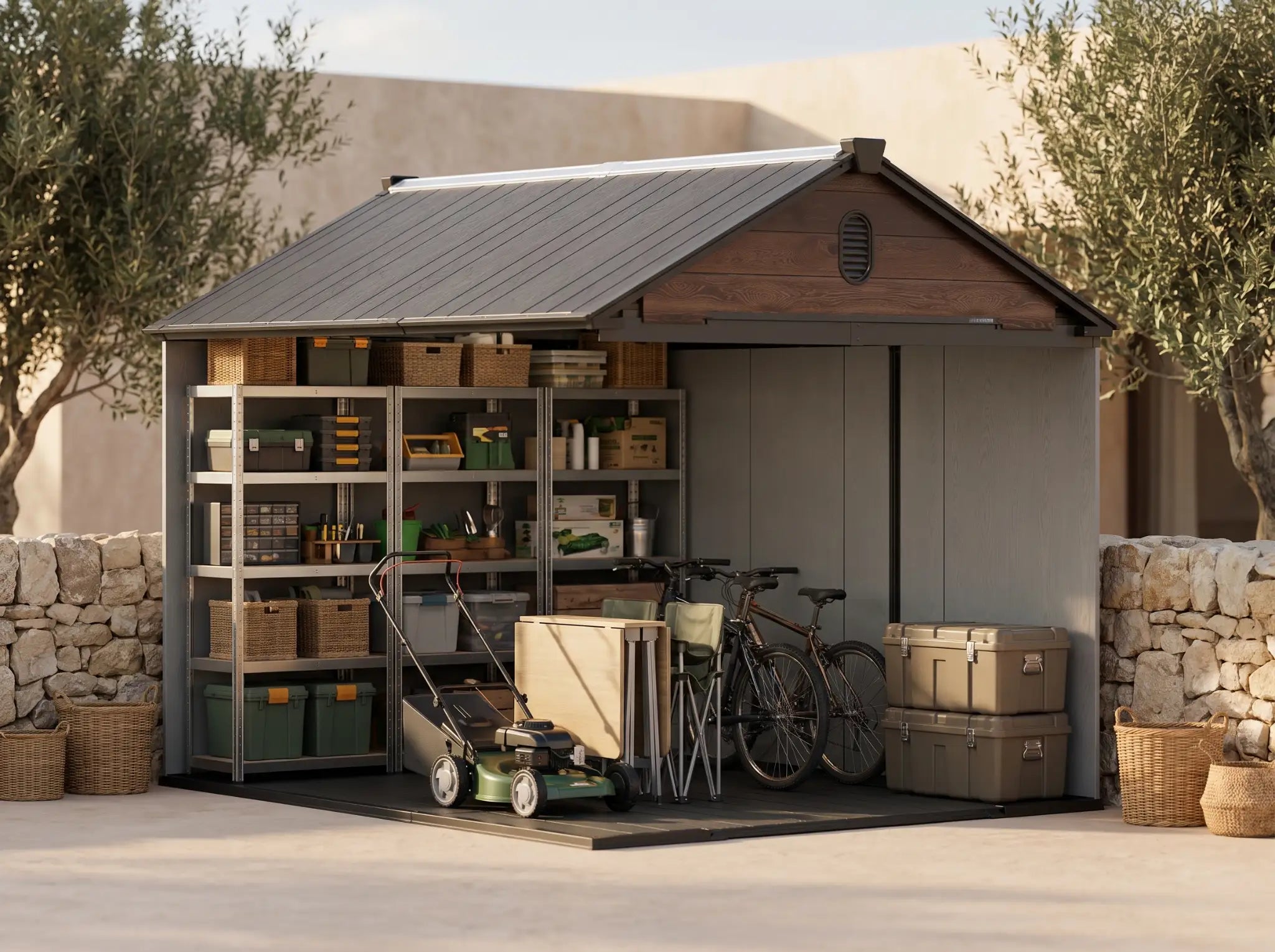 TERKKIN MONTELON 8 x 6 ft Gable Roof Outdoor Storage Shed Graphite Grey