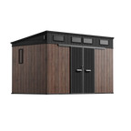 TERKKIN Pent 12x7 Storage Resin Shed Ultra Dark Walnut 3D