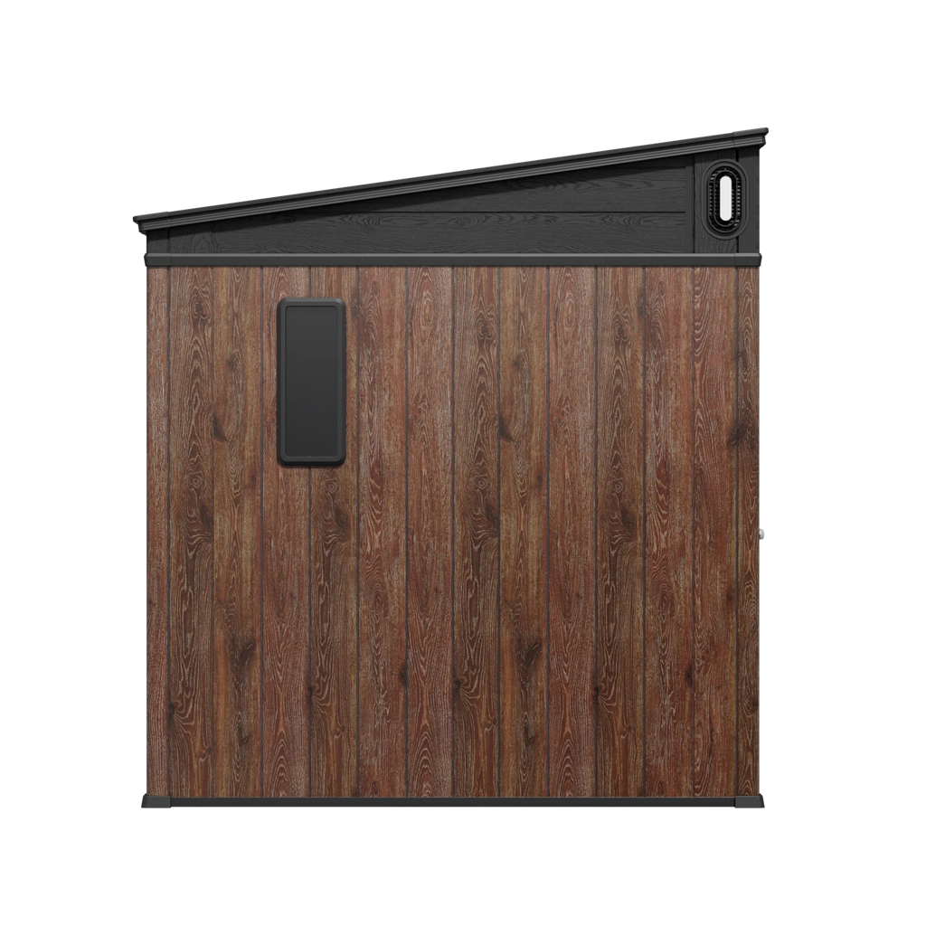 TERKKIN Pent 12x7 Storage Resin Shed Ultra Dark Walnut 3D