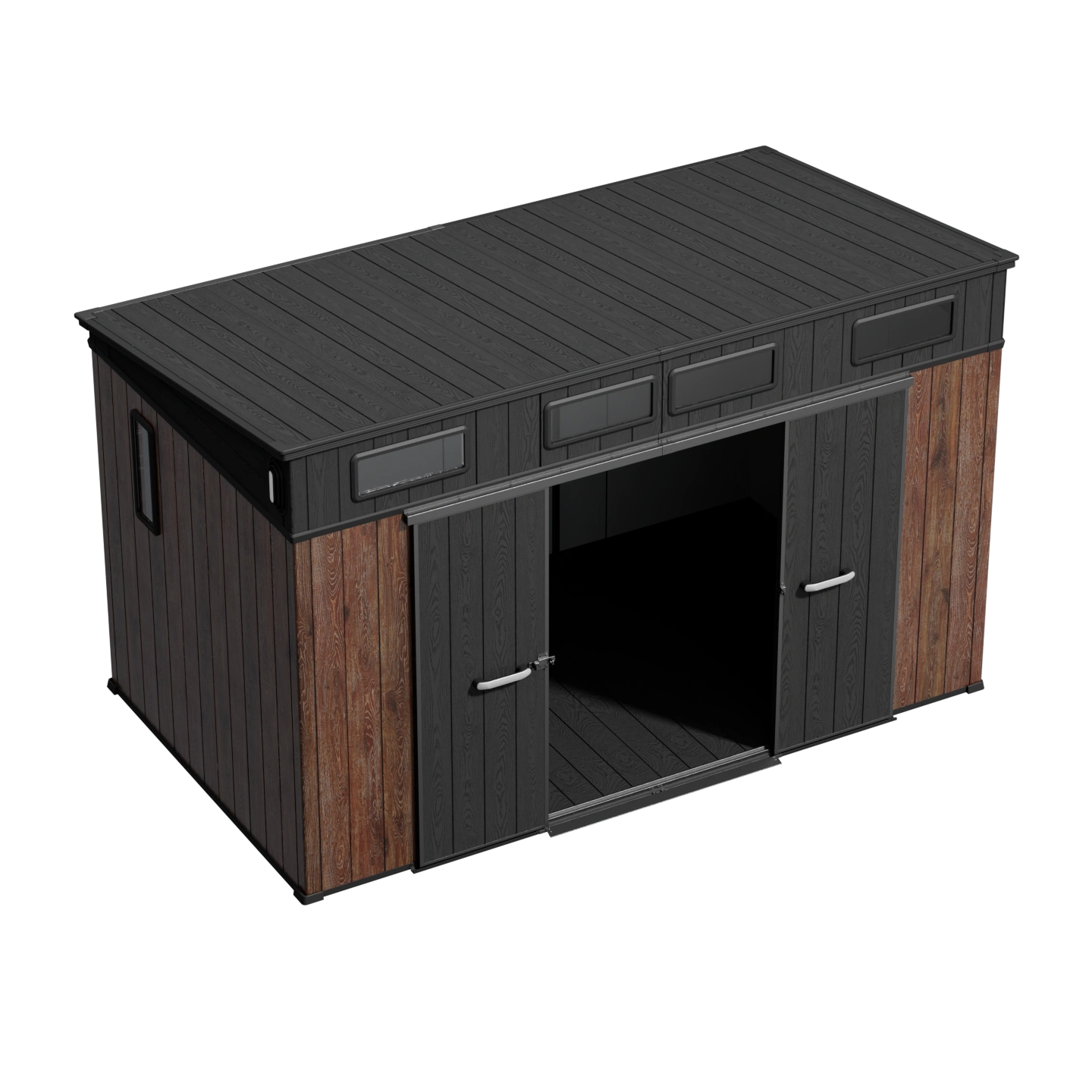 TERKKIN Pent 12x7 Storage Resin Shed Ultra Dark Walnut 3D