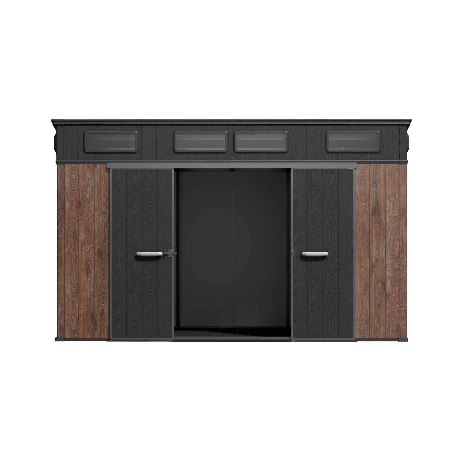 TERKKIN Pent 12x7 Storage Resin Shed Ultra Dark Walnut 3D