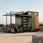 TERKKIN Pent 12x7 Storage Resin Shed Ultra Dark Walnut 3D