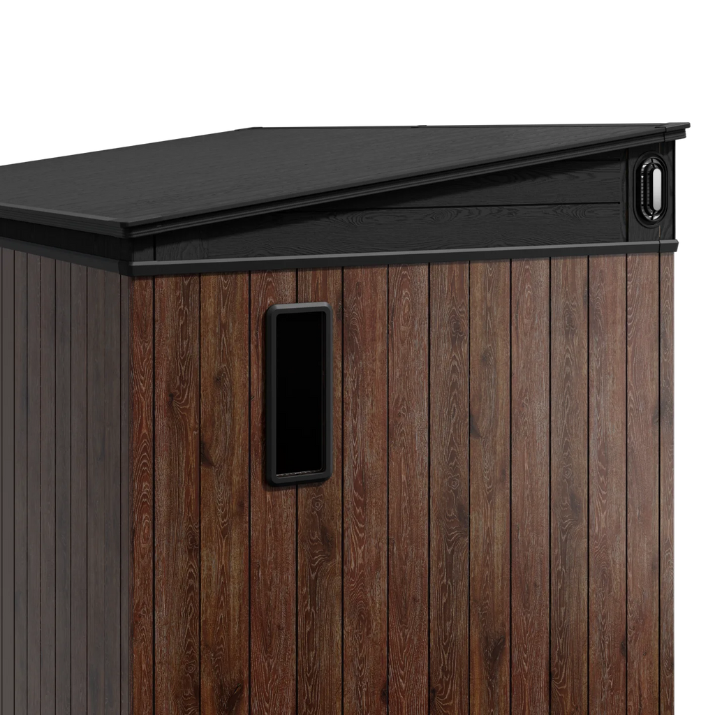 TERKKIN Pent 12x7 Storage Resin Shed Ultra Dark Walnut 3D