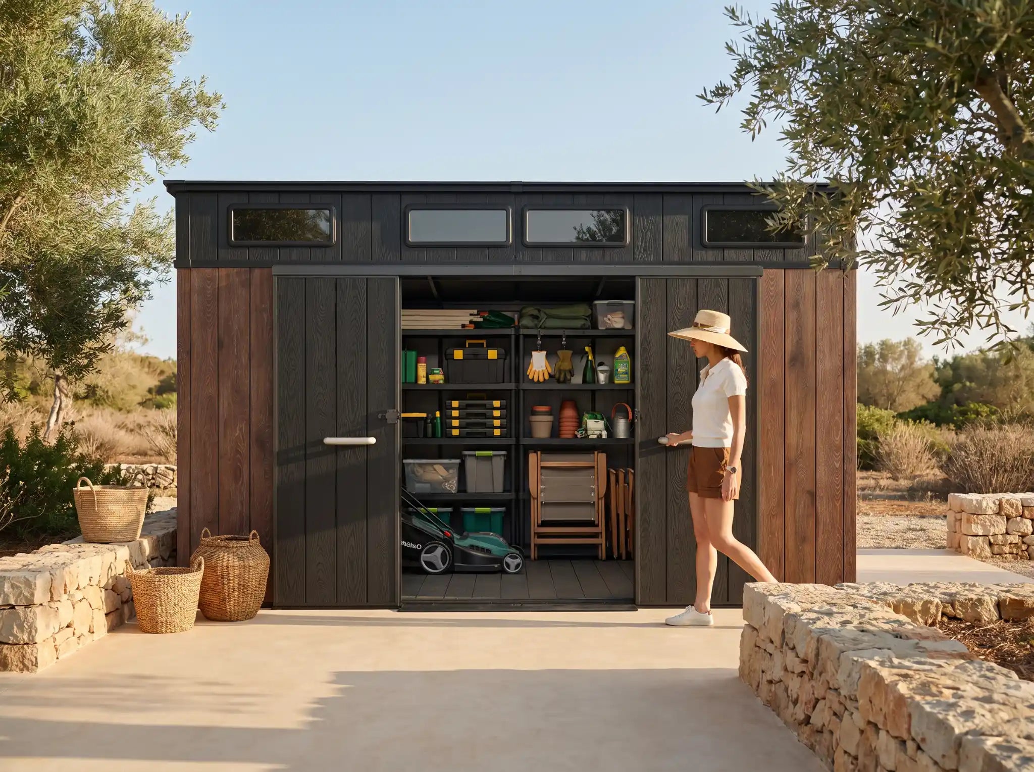 TERKKIN RIDGELON 10 x 7 ft Pent Roof Outdoor Storage Shed Pro Ashwood Brown 3D Secondary image