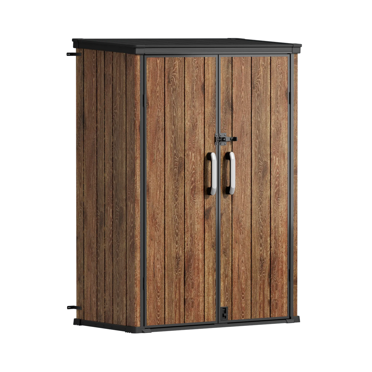 TERKKIN RIDGENOR Vertical 4.3 x 2.4 ft Tall 1400L Storage Shed Ultra Dark Walnut 3D