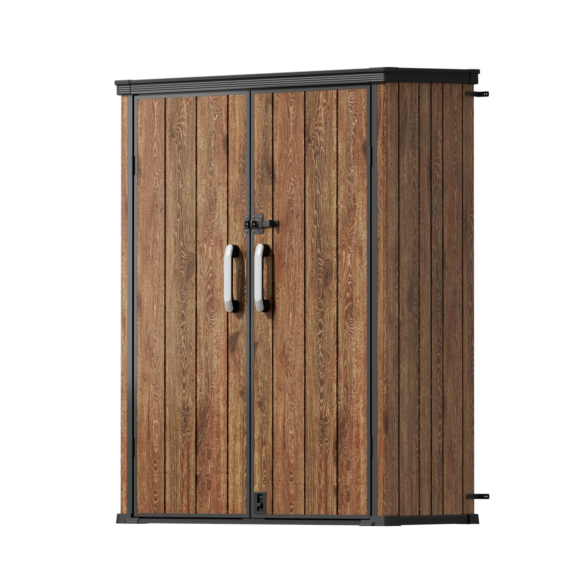 TERKKIN RIDGENOR Vertical 4.3 x 2.4 ft Tall 1400L Storage Shed Ultra Dark Walnut 3D