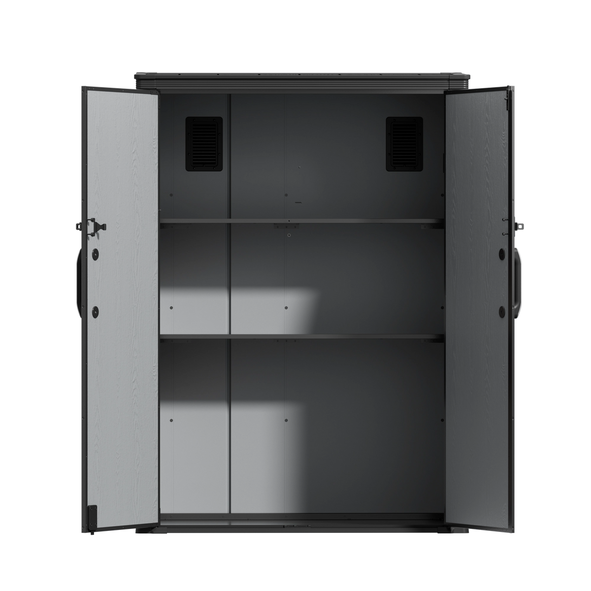 TERKKIN RIDGENOR Vertical 4.3 x 2.4 ft Tall 1400L Storage Shed Ultra Dark Walnut 3D