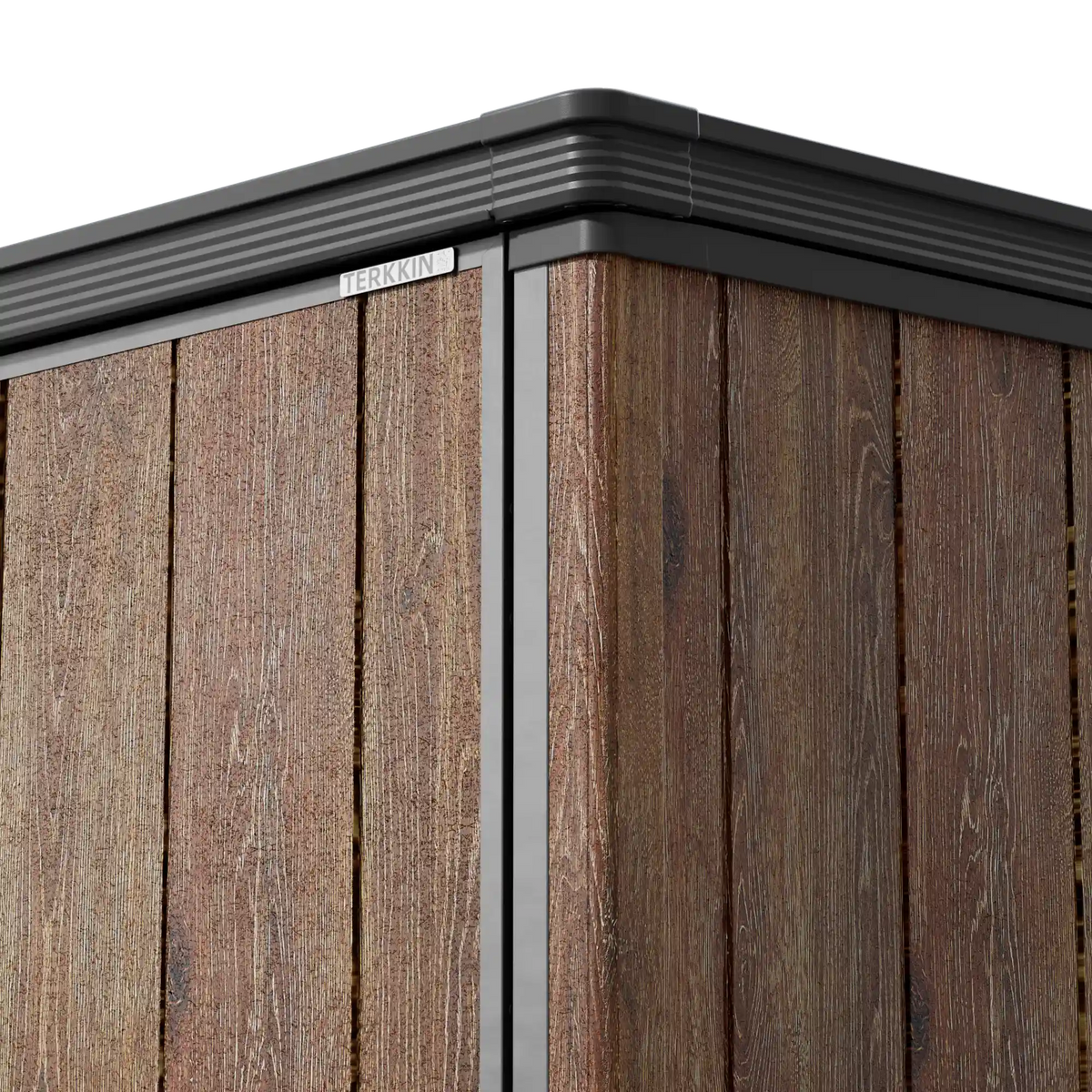 TERKKIN RIDGENOR Horizontal 6.3 x 3.6 ft Tall 2300L Storage Shed Ultra Dark Walnut 3D