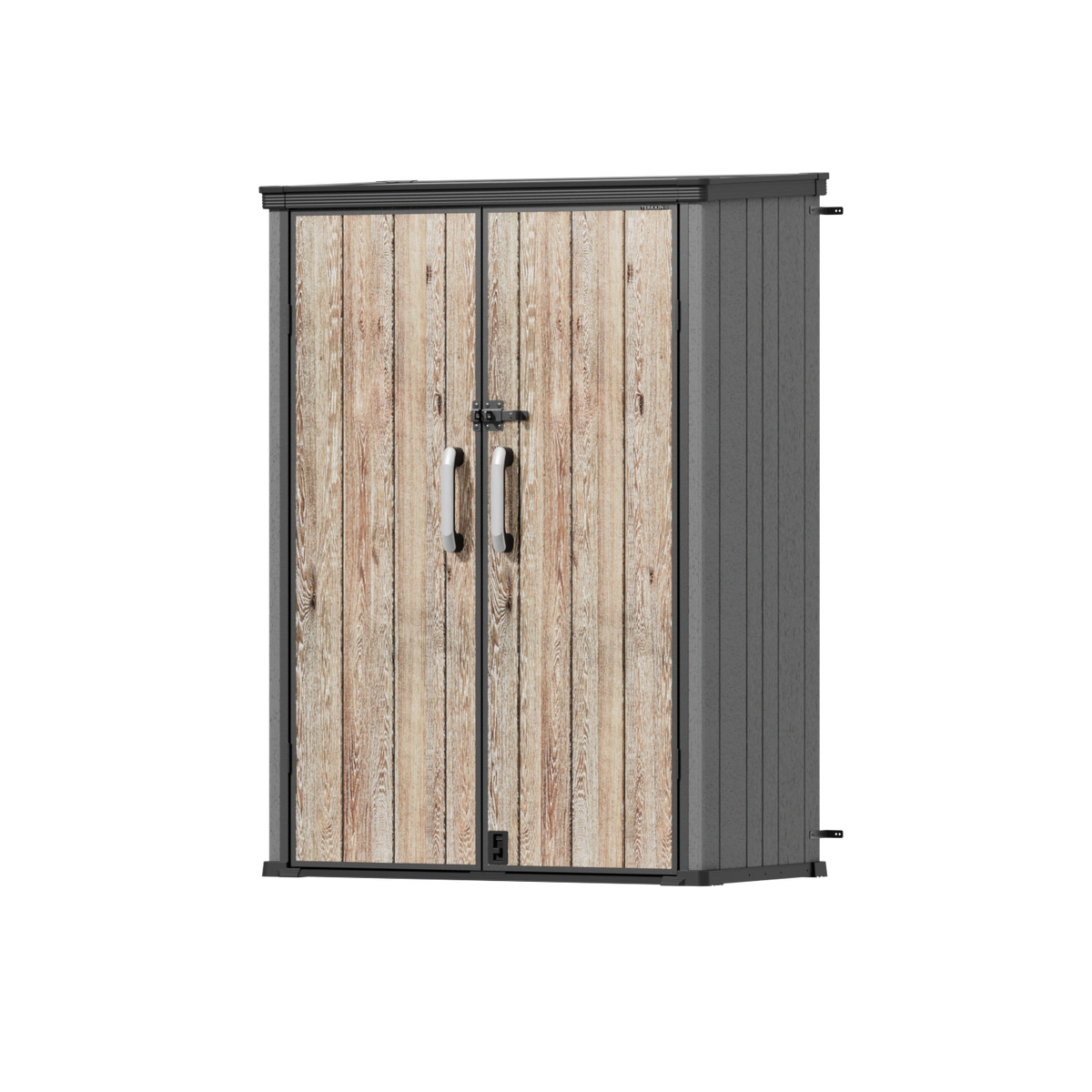 TERKKIN RIDGENOR Vertical 4.3 x 2.4 ft Tall 1400L Storage Shed Pro Ashwood Brown 3D
