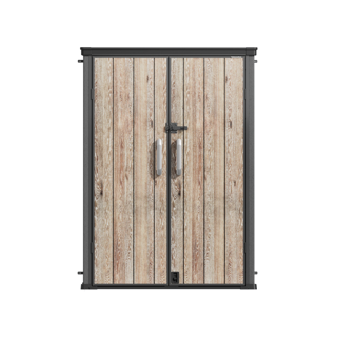 TERKKIN RIDGENOR Vertical 4.3 x 2.4 ft Tall 1400L Storage Shed Pro Ashwood Brown 3D