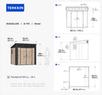 TERKKIN RIDGELON 8 x 7 ft Pent Roof Outdoor Storage Shed Pro Ashwood Brown 3D