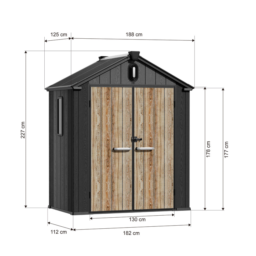 TERKKIN MONTELON 6 x 4 ft Gable Roof Outdoor Storage Shed Graphite Grey specification image