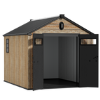 TERKKIN RIDGELON Gable 8x10 Storage Shed Pro Ashwood Brown 3D - Open view