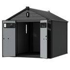 TERKKIN KingCenter2 Gable 8x10 Storage Shed Standard Teak Brown - Open view