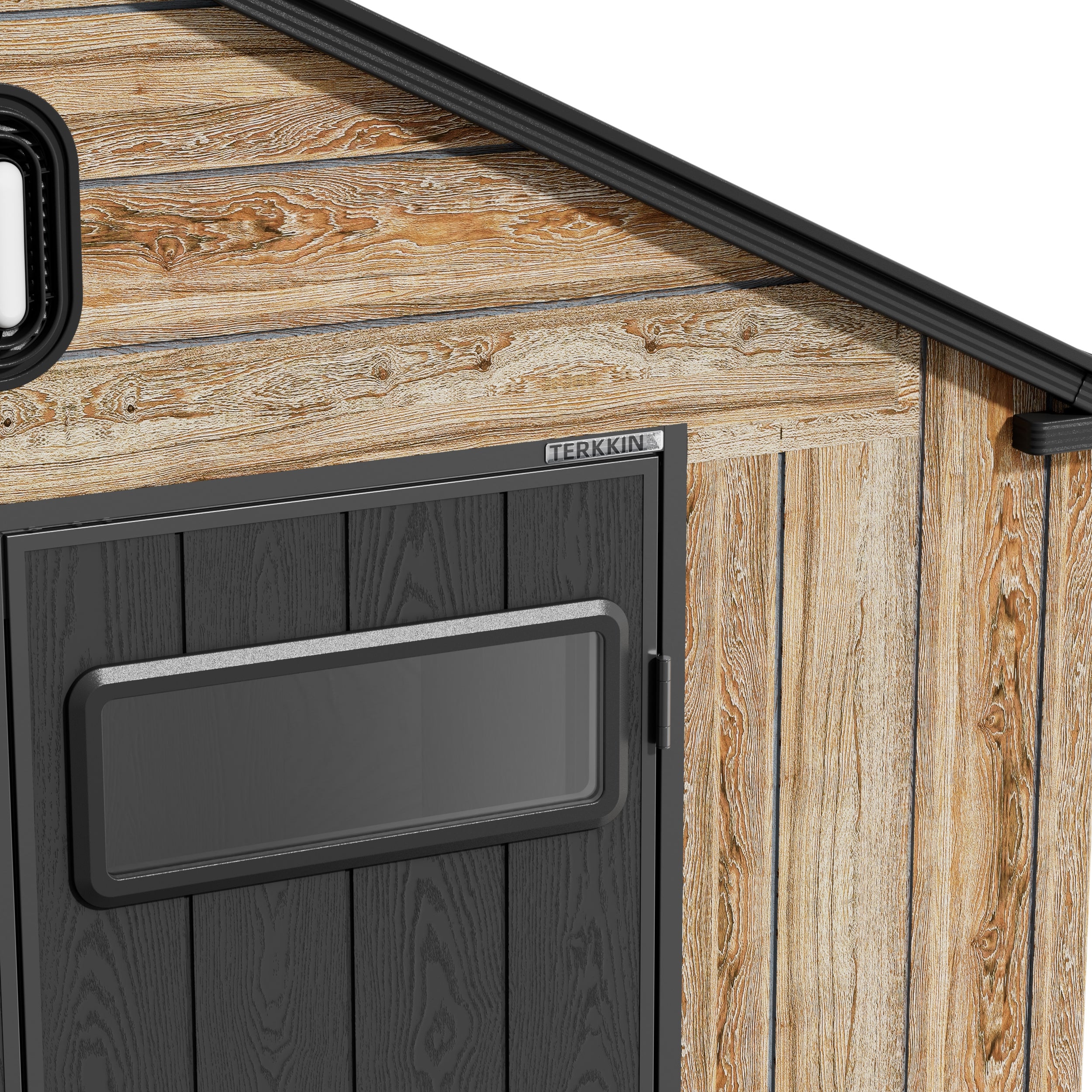 TERKKIN RIDGELON Gable 8x6 Storage Shed Pro Ashwood Brown 3D - Detail view