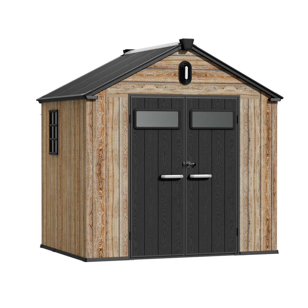 TERKKIN RIDGELON Gable 8x6 Storage Shed Pro Ashwood Brown 3D - Main view