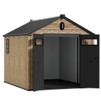 TERKKIN RIDGELON Gable 8x6 Storage Shed Pro Ashwood Brown 3D - Open view