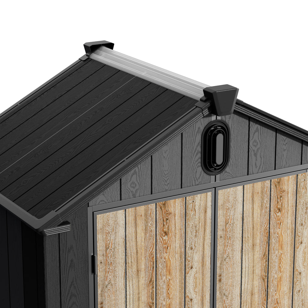 TERKKIN KingCenter2 Gable 8x6 Storage Shed Standard Teak Brown - Detail view