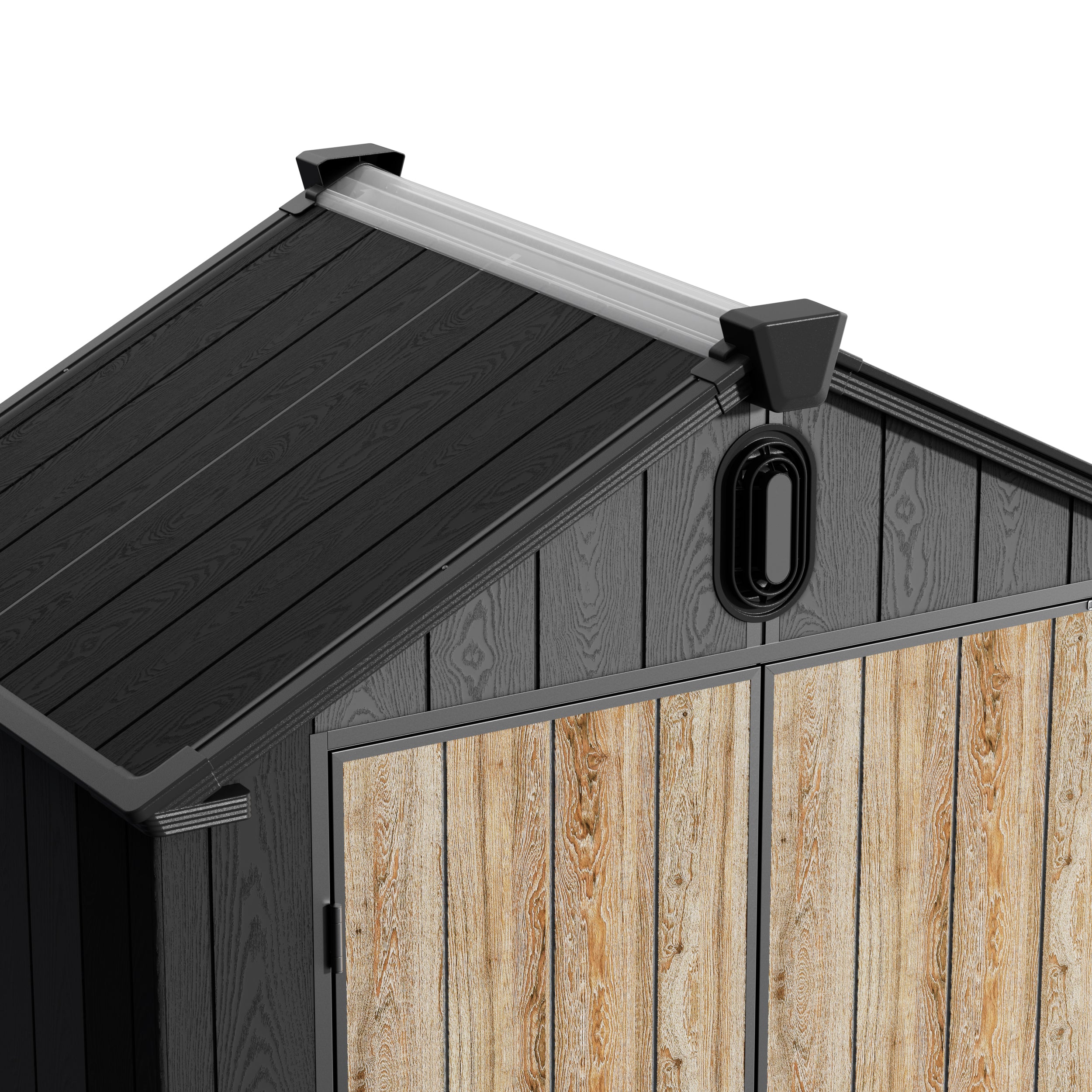 TERKKIN KingCenter2 Gable 8x6 Storage Shed Standard Teak Brown - Detail view