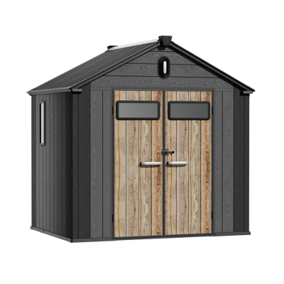 TERKKIN MONTELON 8 x 6 ft Gable Roof Outdoor Storage Shed Graphite Grey