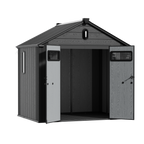 TERKKIN KingCenter2 Gable 8x6 Storage Shed Standard Teak Brown - Open view