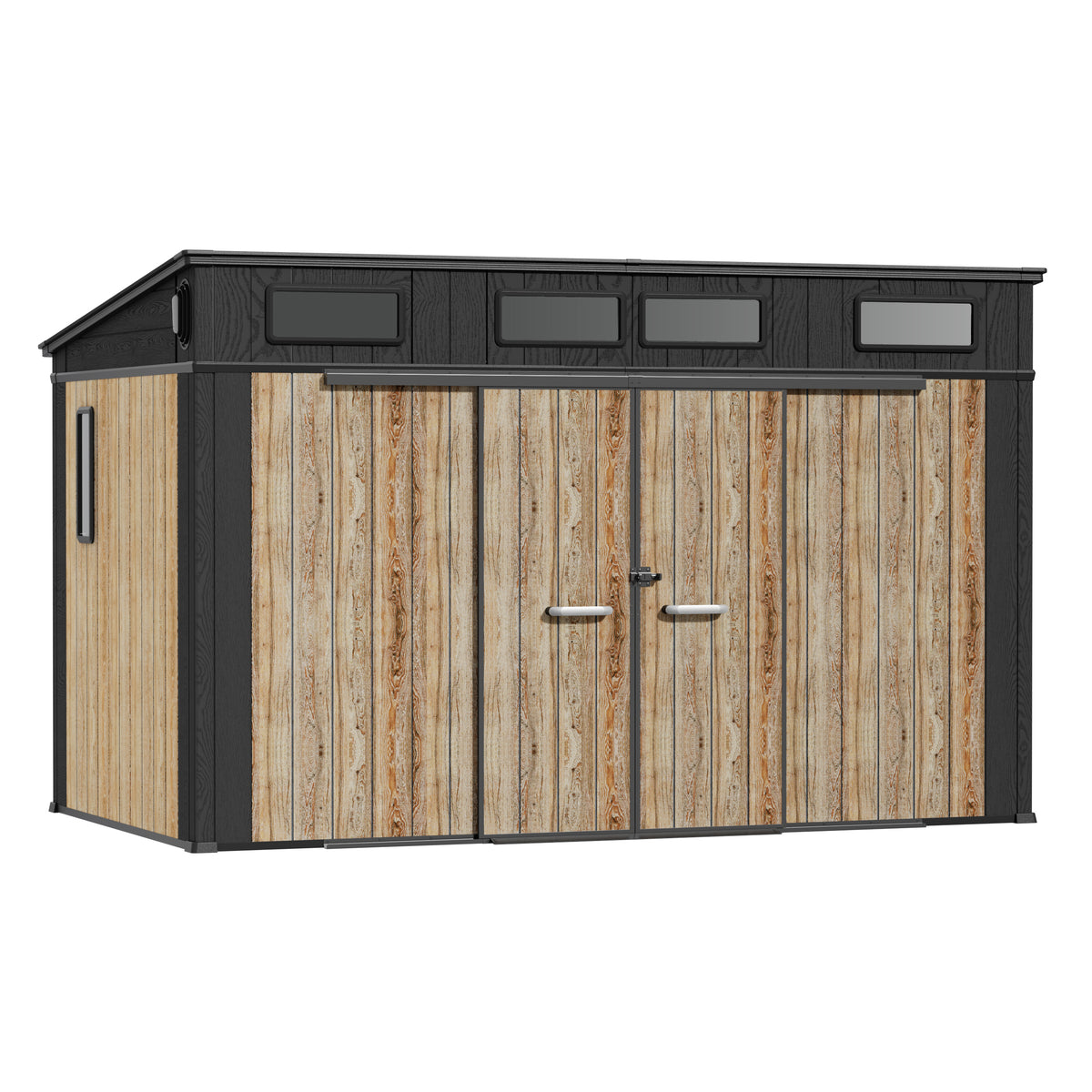 TERKKIN RIDGELON Pent 12x7 Storage Shed Pro Ashwood Brown 3D - Main view Main image